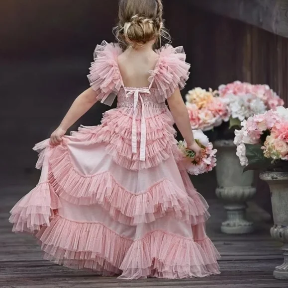Dollcake light blue ruffle Pink sweetly in the trees Dress Gown Frock 4 6 10 12